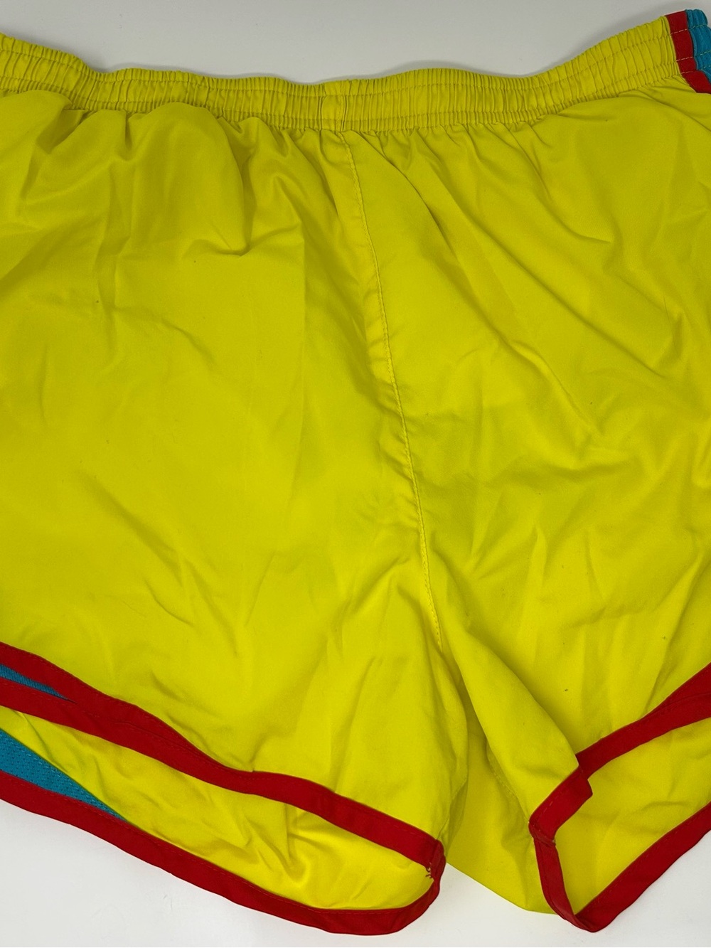 Nike Yellow Athletic Shorts with Red Trim Color block Bright R5